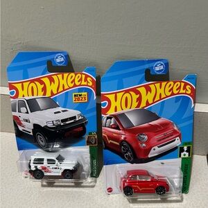 Kids Toy Car Pack - White Off-Road Truck & Red City Car